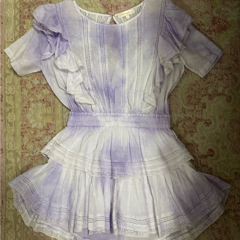 LoveShackFancy Natasha Mini Dress Lavender Lace Rare Color